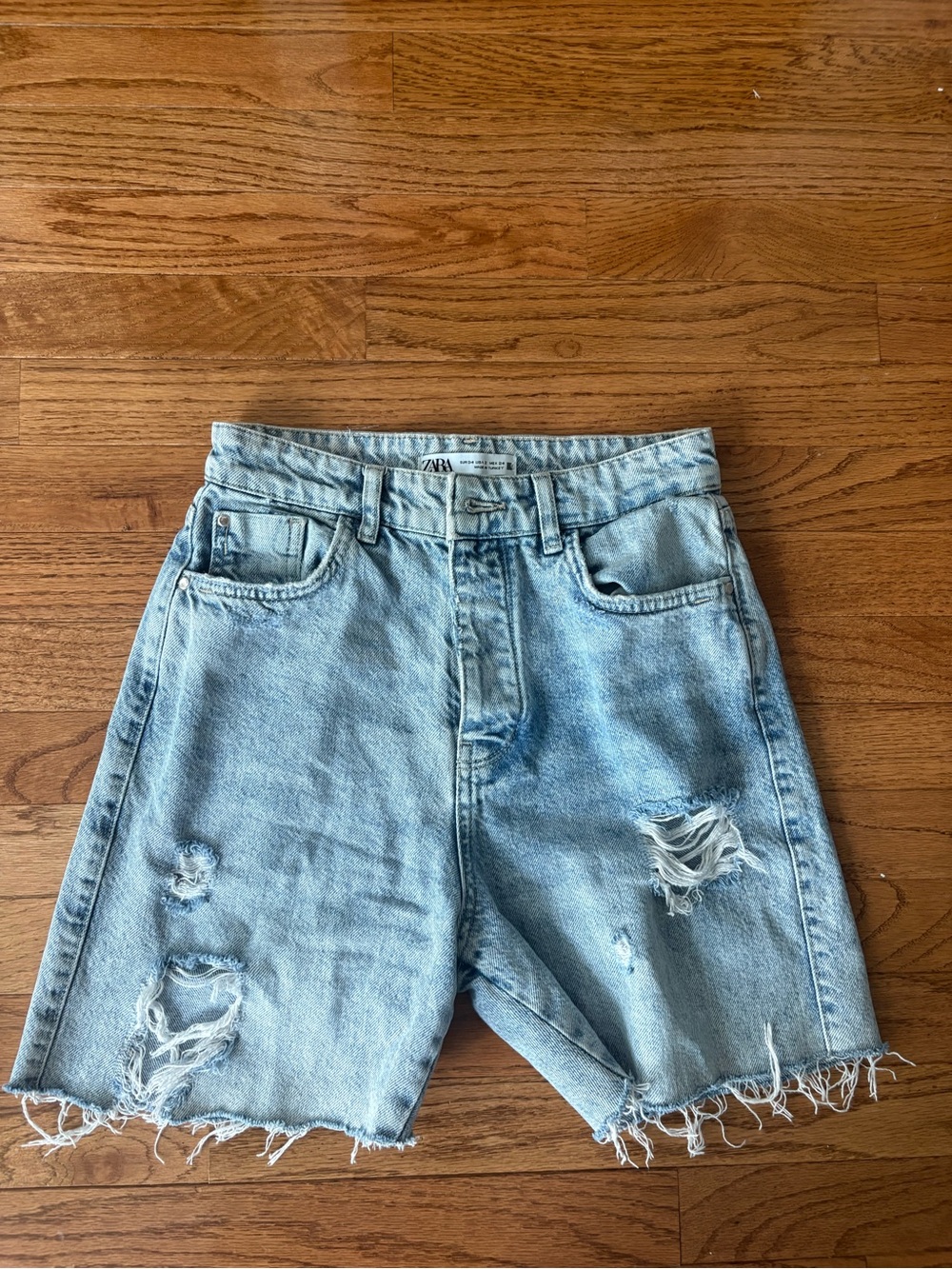 Zara Light Wash Distressed Denim Shorts/Jorts